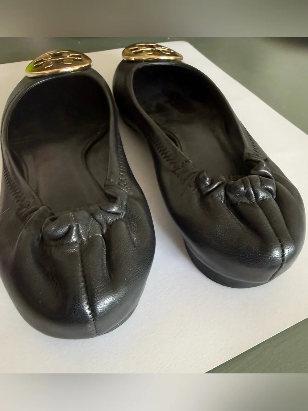 Tory Burch Minnie Travel Ballet Flats – Black/Gold – Size 4M